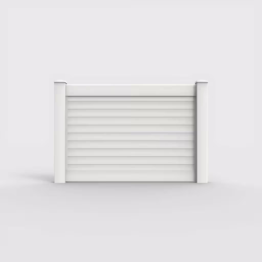 White horizontal privacy 4 ft fence, front view