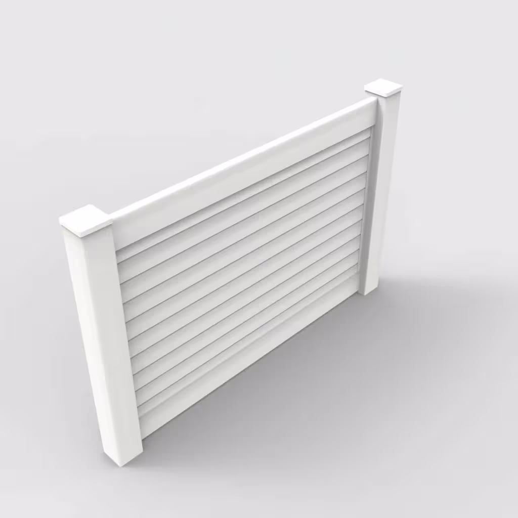 White horizontal privacy 4 ft fence, isometric view