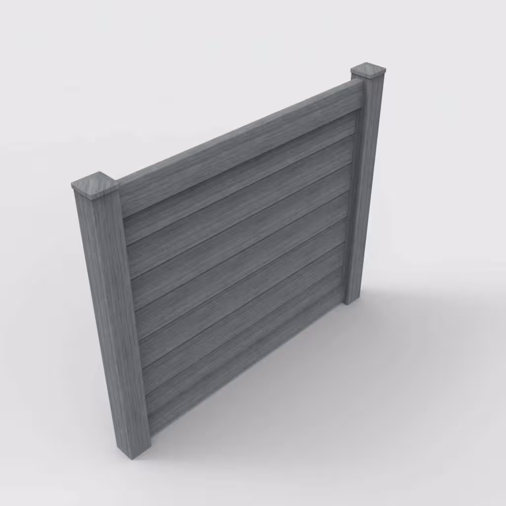 Arctic blend horizontal privacy 5 ft fence, isometric view