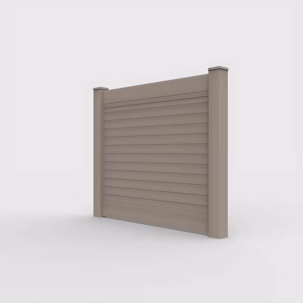 Clay horizontal privacy 5 ft fence, left-side view