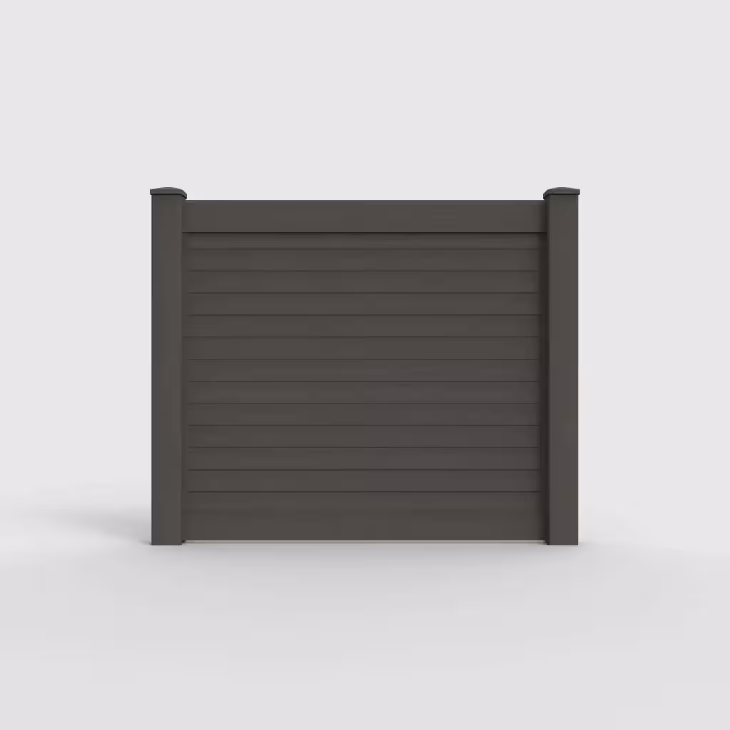 D. walnut horizontal privacy 5 ft fence, front view