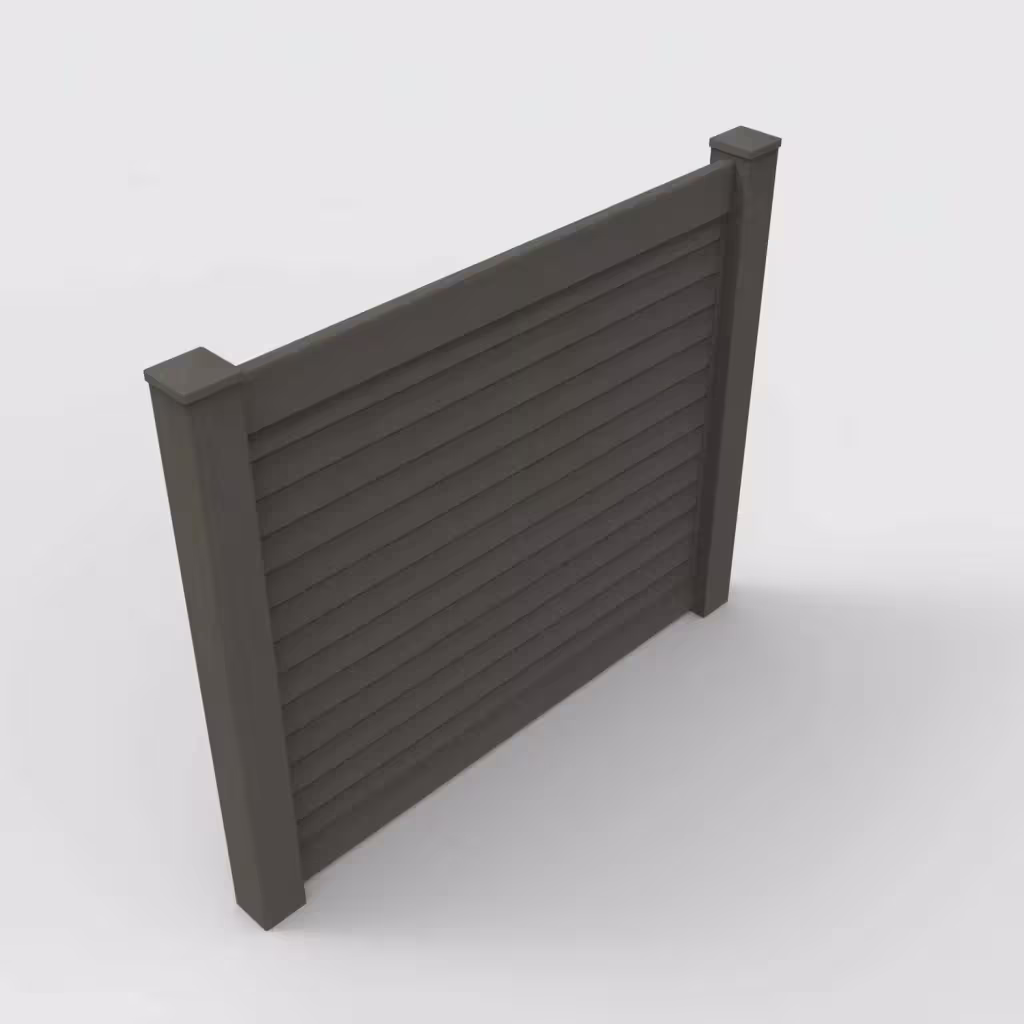 D. walnut horizontal privacy 5 ft fence, isometric view