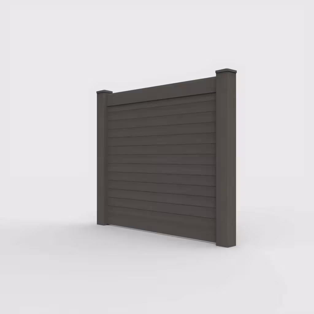 D. walnut horizontal privacy 5 ft fence, left-side view