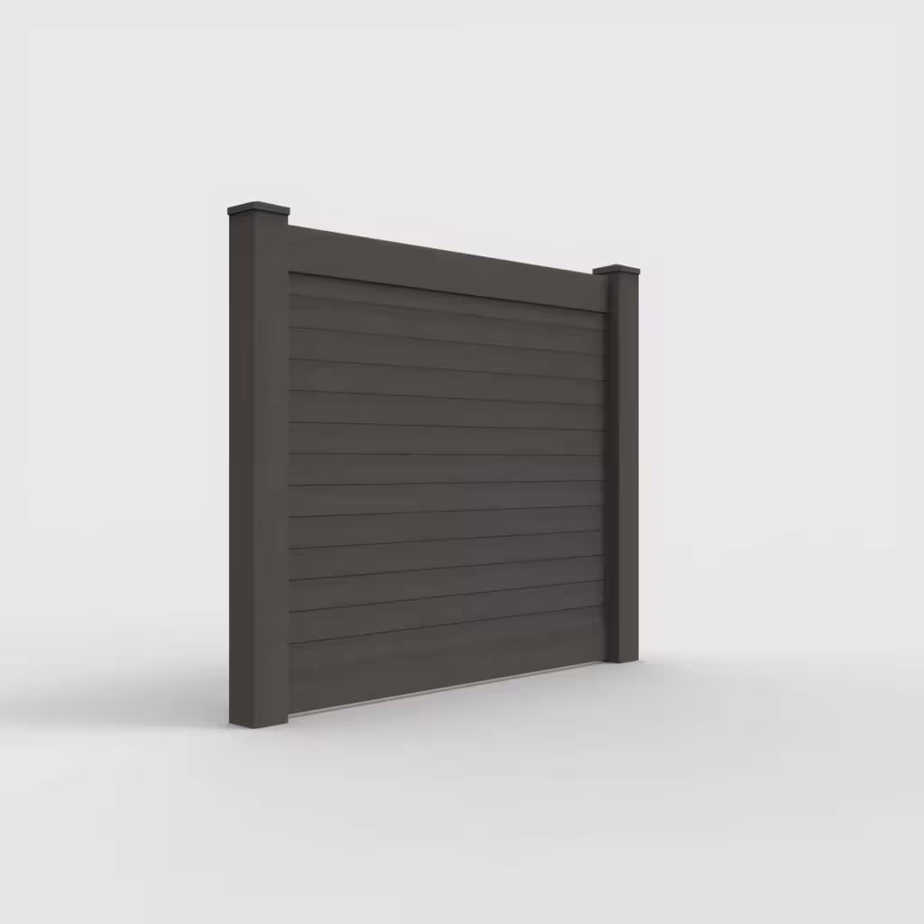 D. walnut horizontal privacy 5 ft fence, right-side view