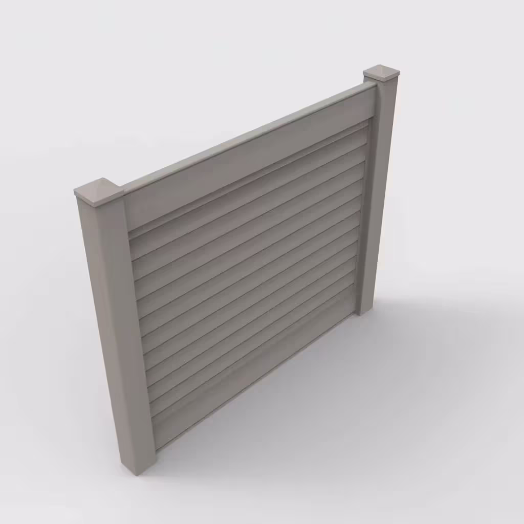 Gray horizontal privacy 5 ft fence, isometric view