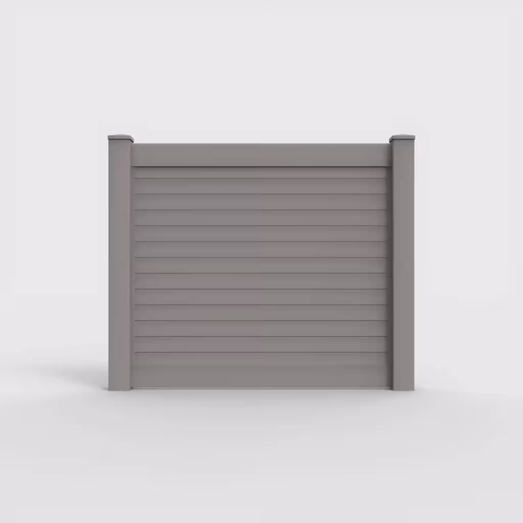 Slate gray horizontal privacy 5 ft fence, front view