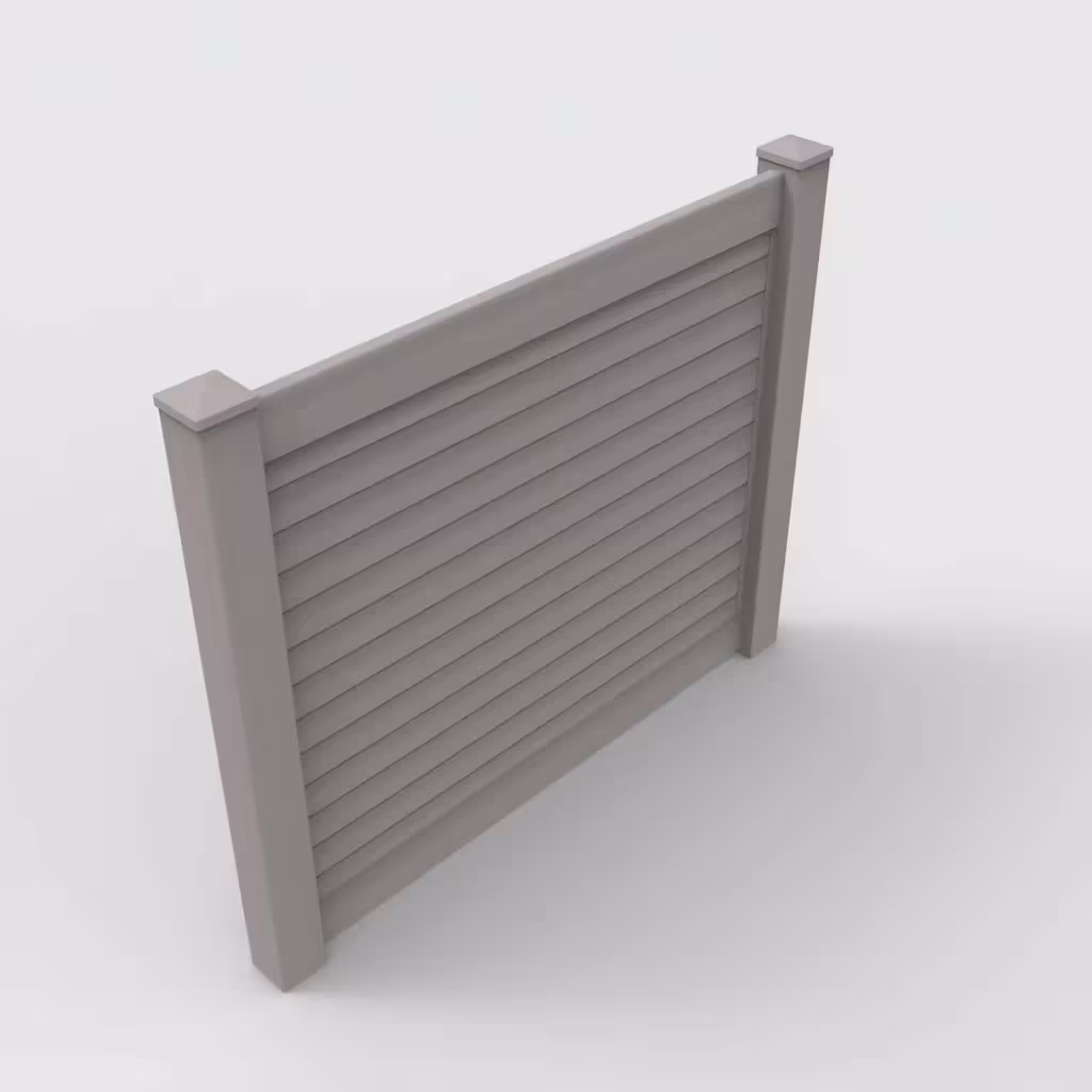 Slate gray horizontal privacy 5 ft fence, isometric view