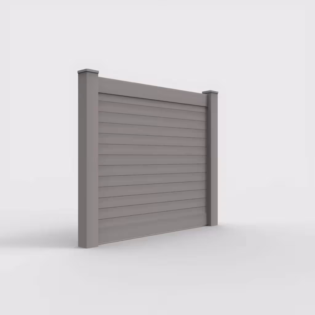 Slate gray horizontal privacy 5 ft fence, right-side view