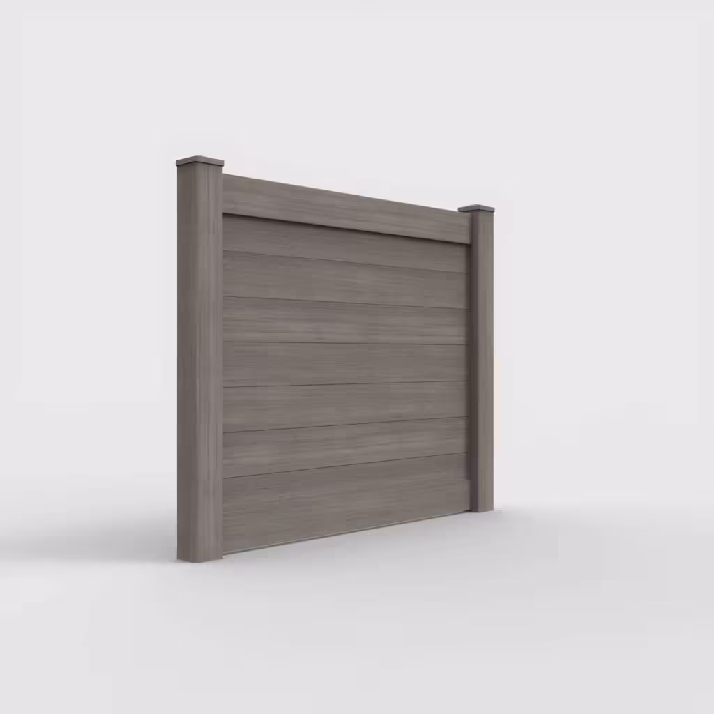 Weathered blend horizontal privacy 5 ft fence, right-side view