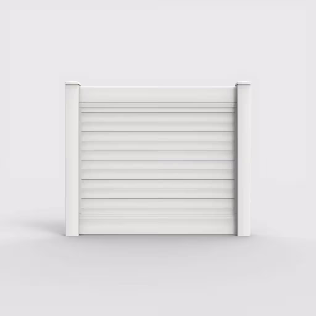 White horizontal privacy 5 ft fence, front view
