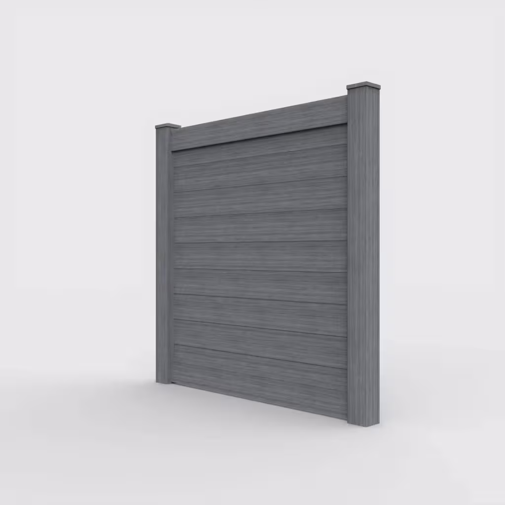Arctic blend horizontal privacy 6 ft fence, left-side view