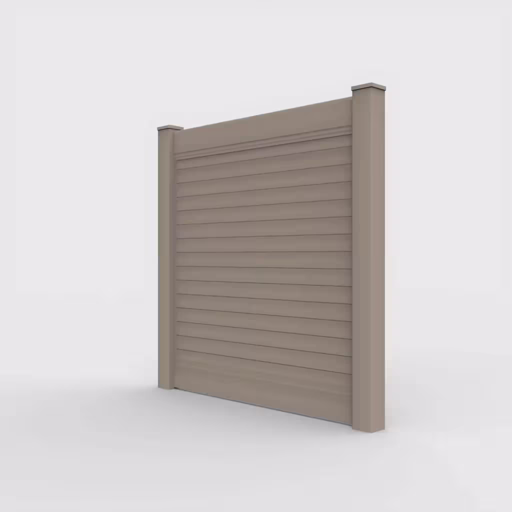 Clay horizontal privacy 6 ft fence, left-side view