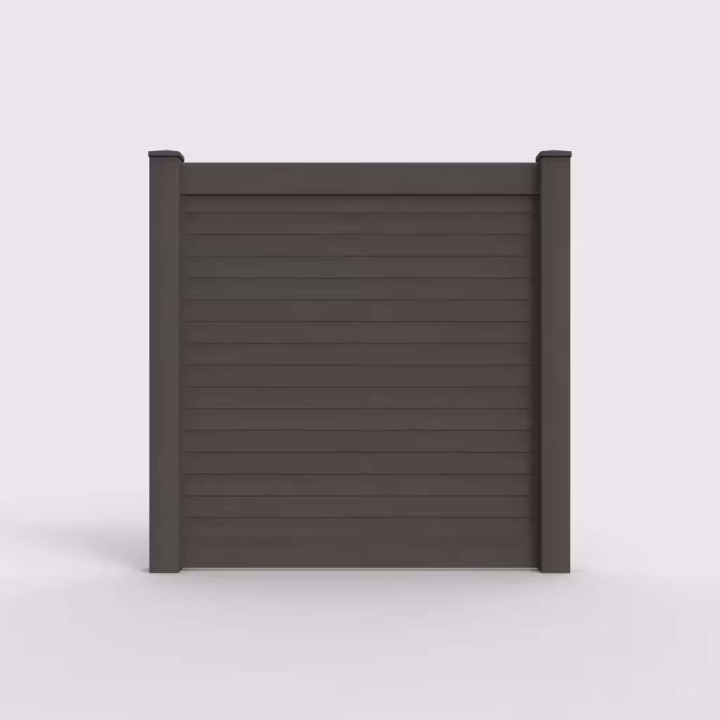 D. walnut horizontal privacy 6 ft fence, front view
