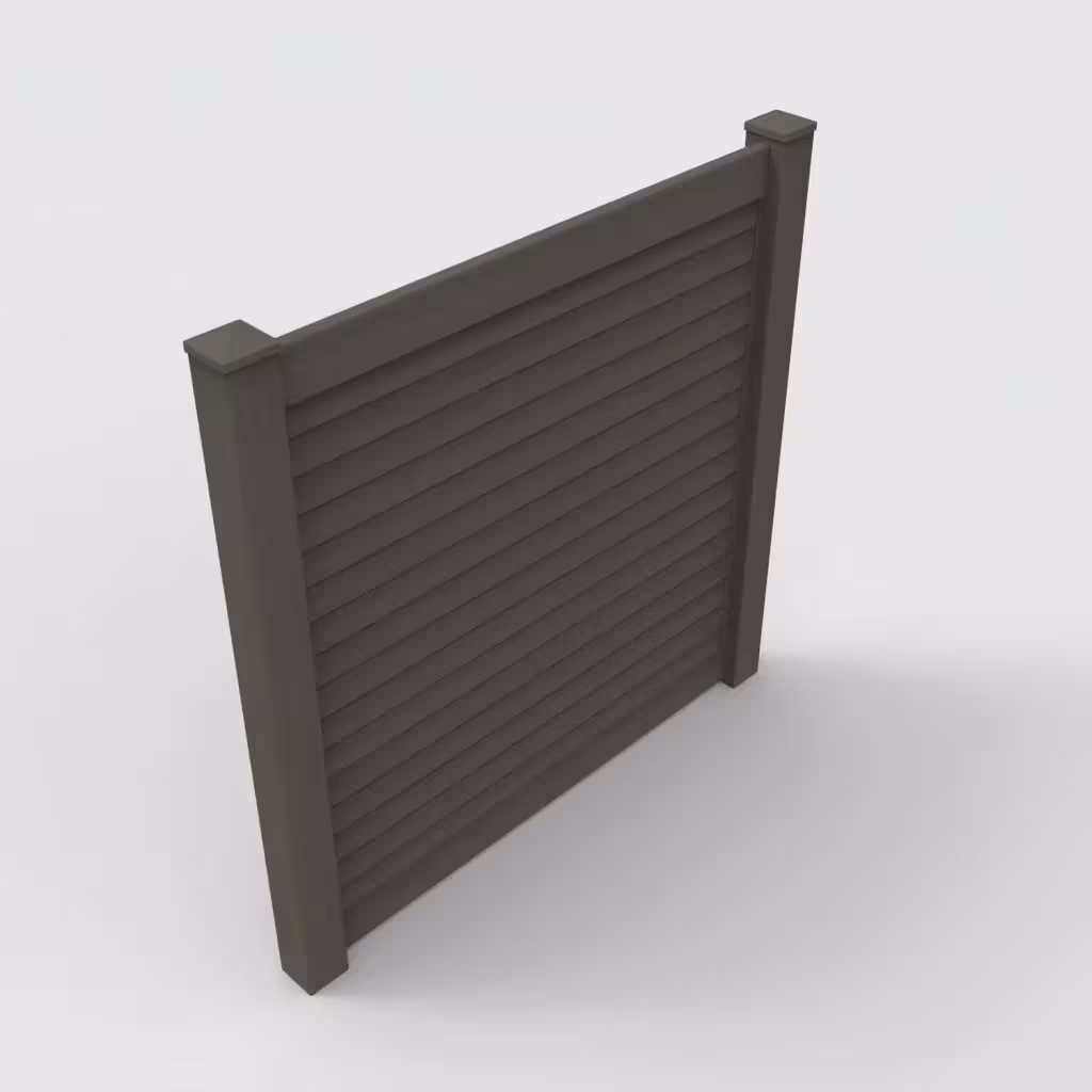 D. walnut horizontal privacy 6 ft fence, isometric view