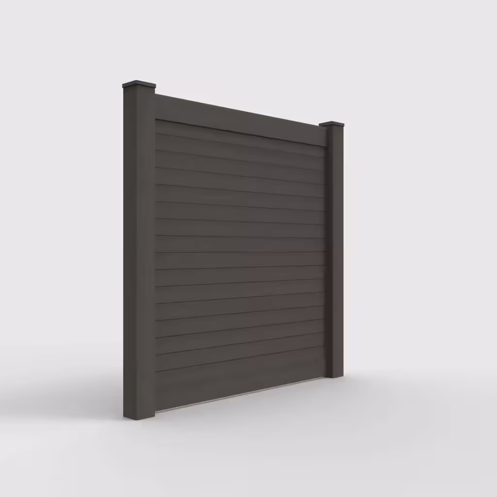 D. walnut horizontal privacy 6 ft fence, right-side view