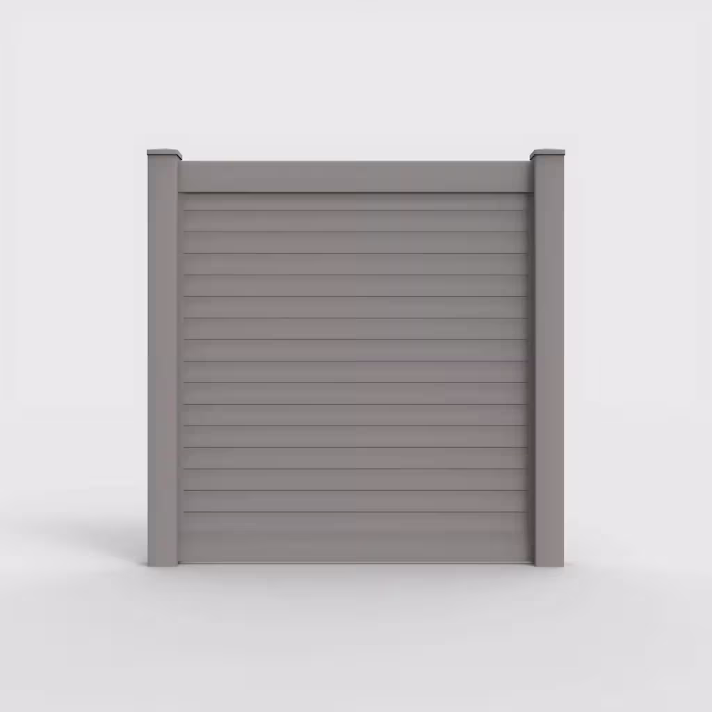 Slate gray horizontal privacy 6 ft fence, front view