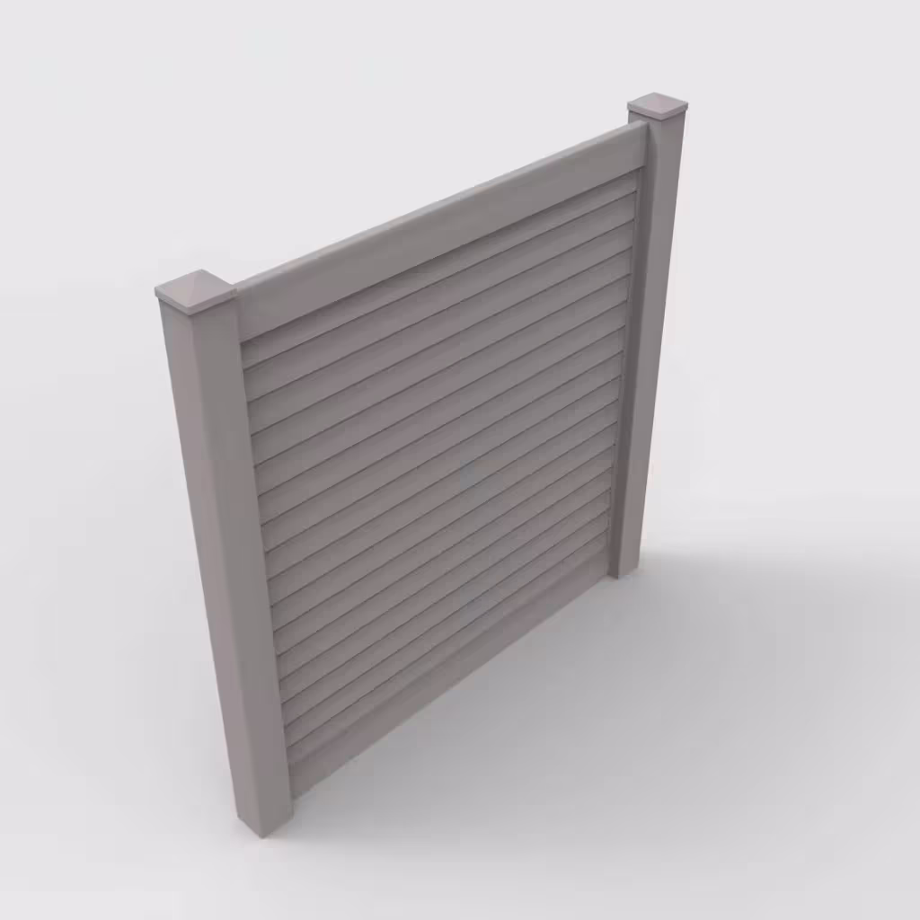 Slate gray horizontal privacy 6 ft fence, isometric view