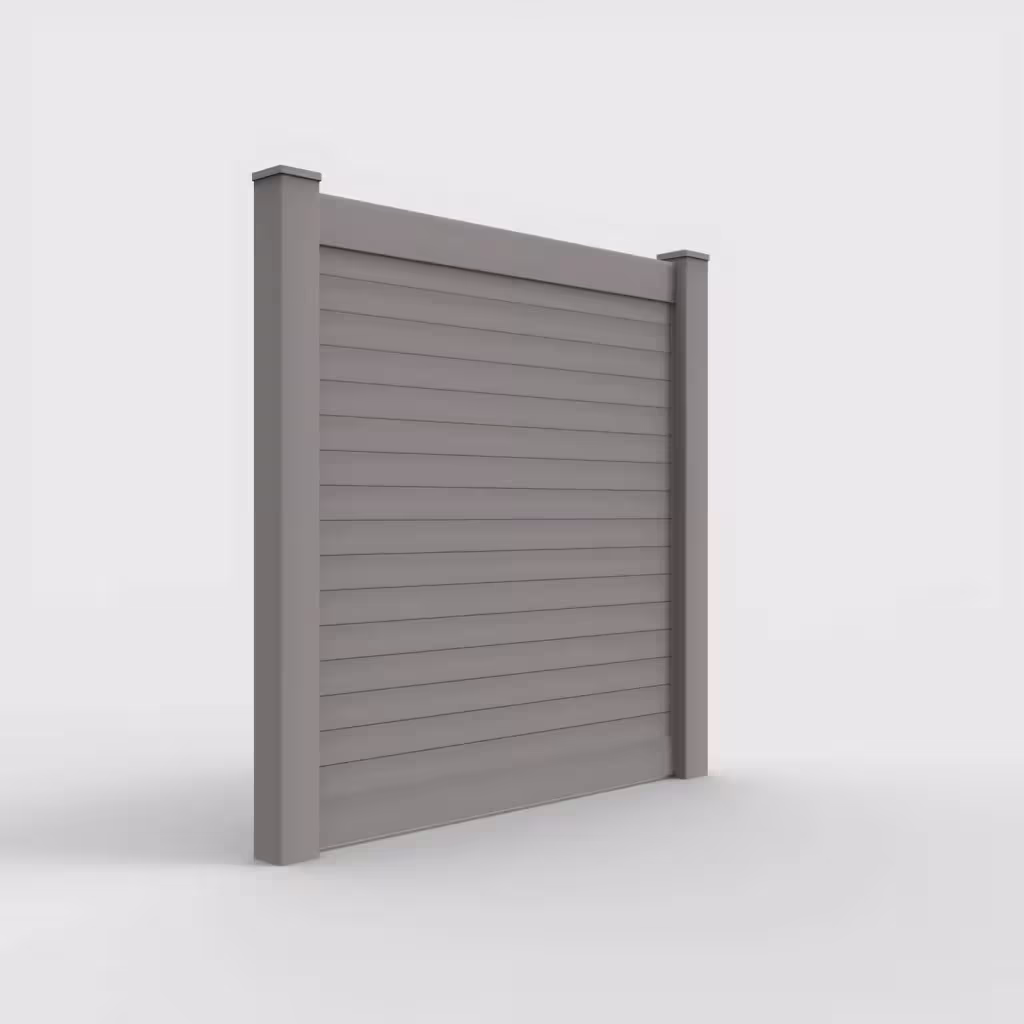Slate gray horizontal privacy 6 ft fence, right-side view