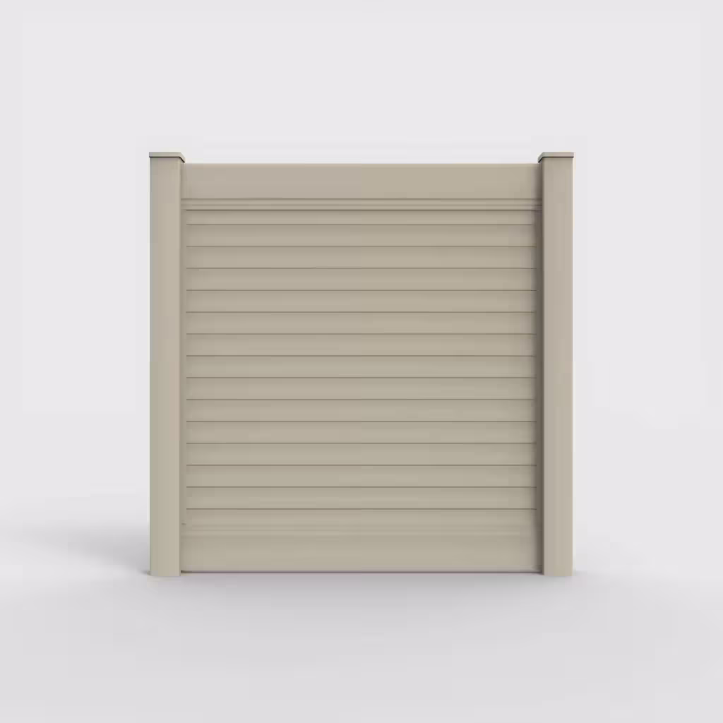 Tan horizontal privacy 6 ft fence, front view