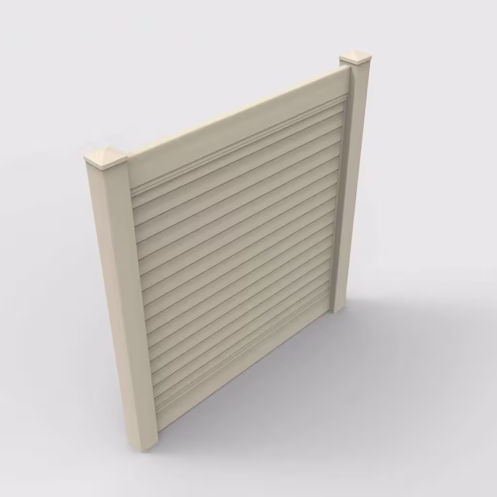 Tan horizontal privacy 6 ft fence, isometric view
