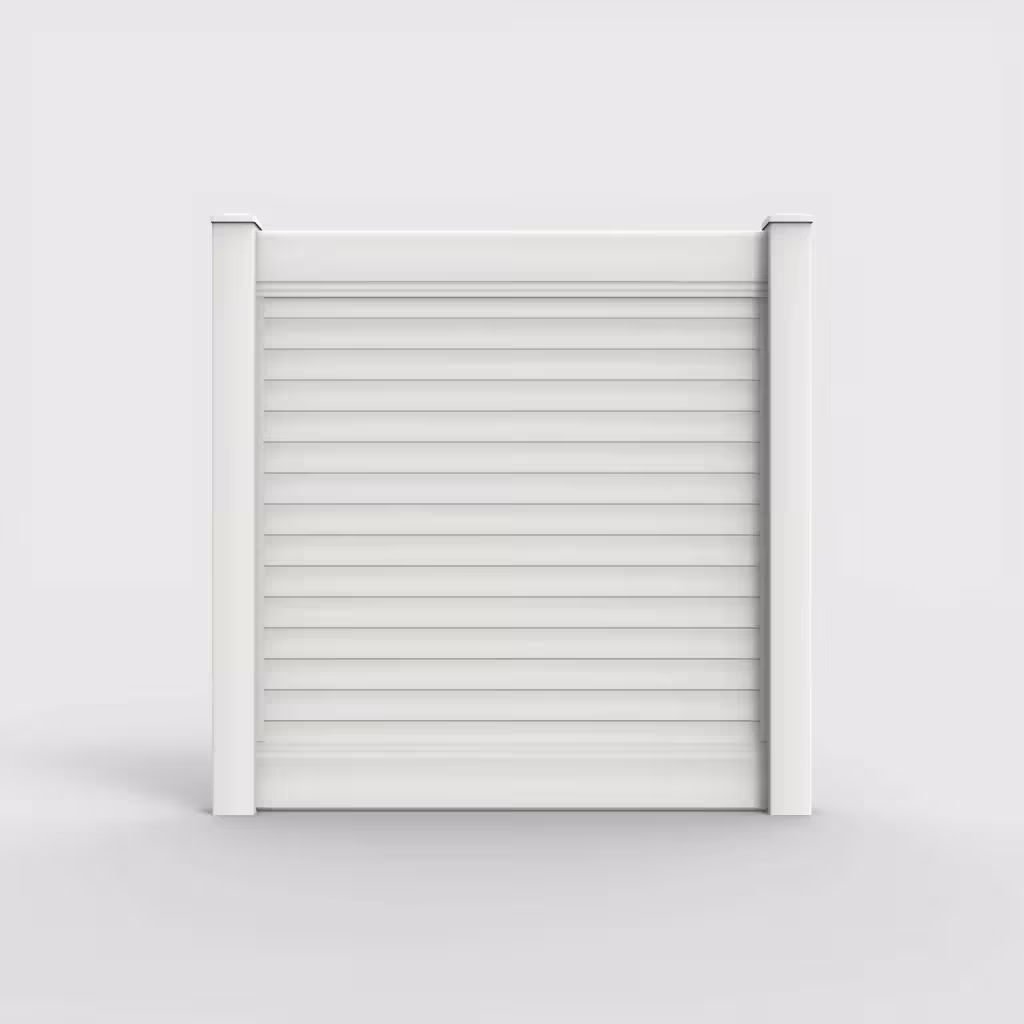 White horizontal privacy 6 ft fence, front view