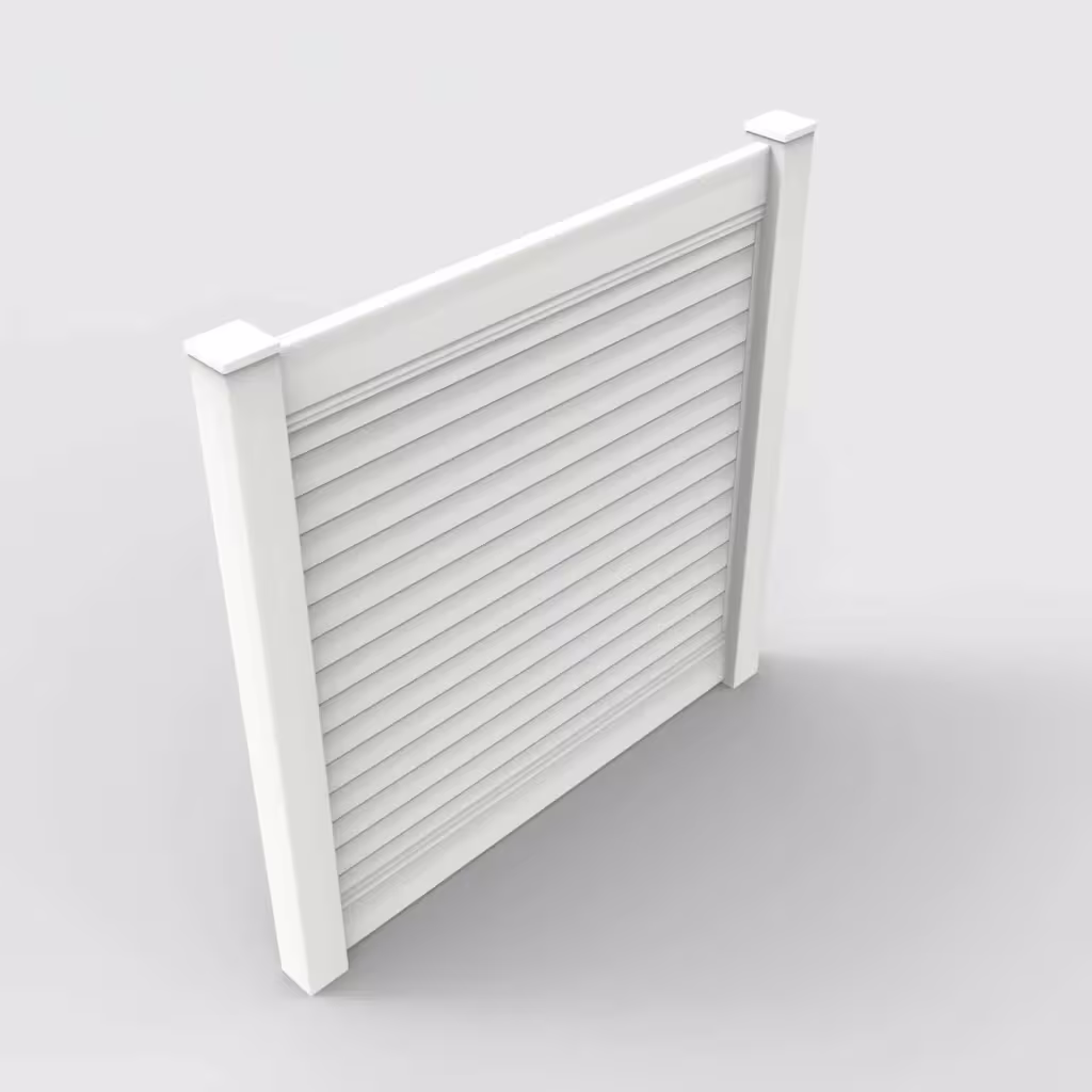 White horizontal privacy 6 ft fence, isometric view
