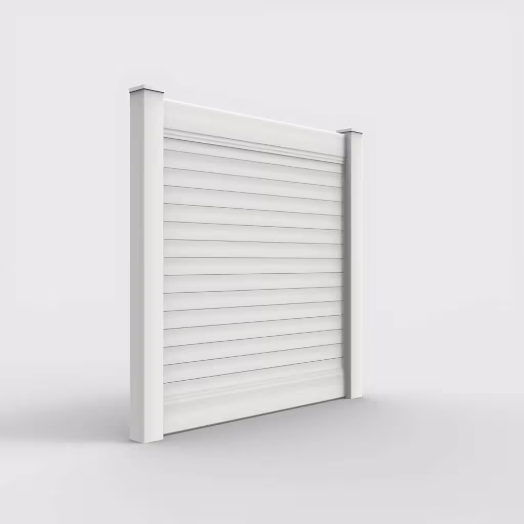 White horizontal privacy 6 ft fence, right-side view