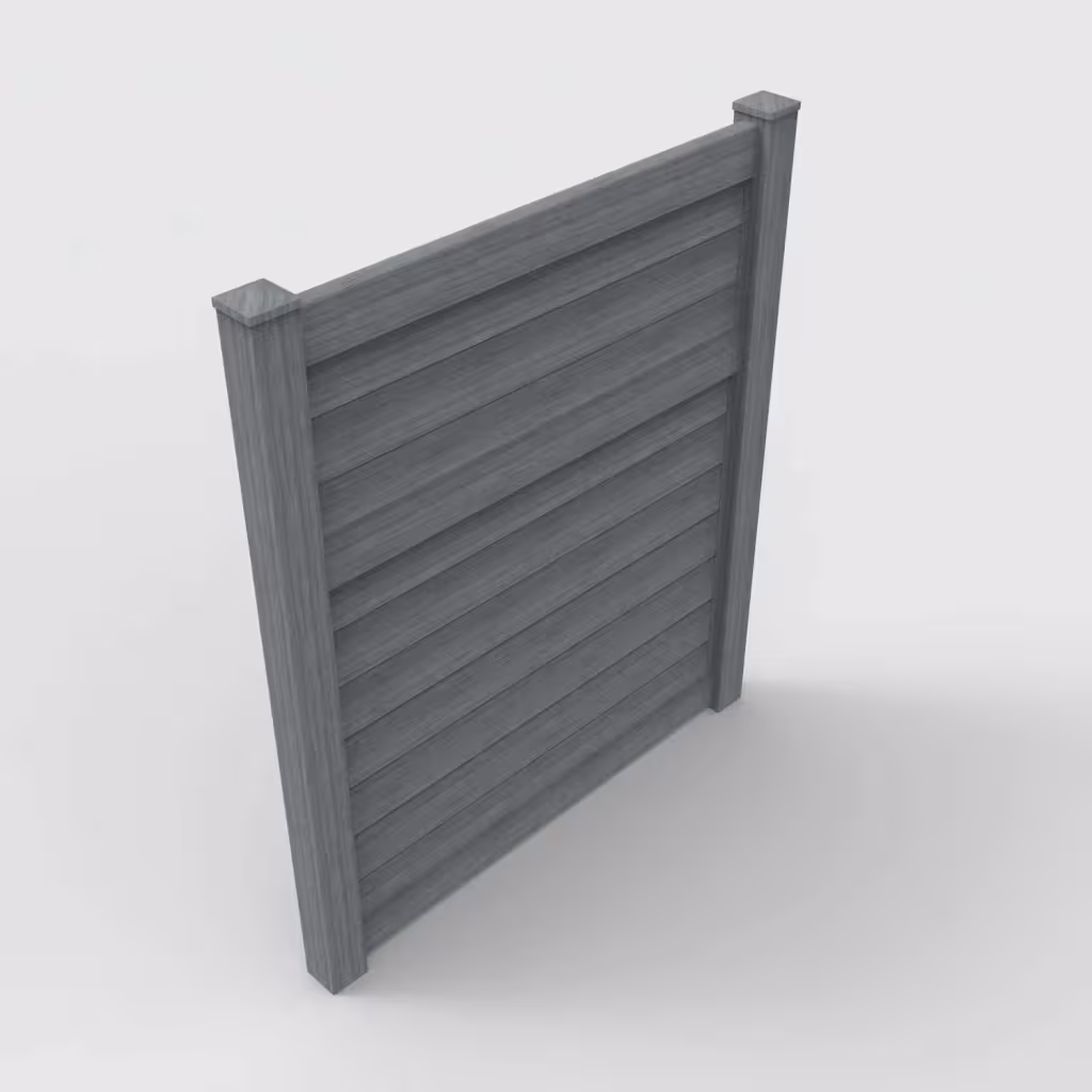 Arctic blend horizontal privacy 7 ft fence, isometric view