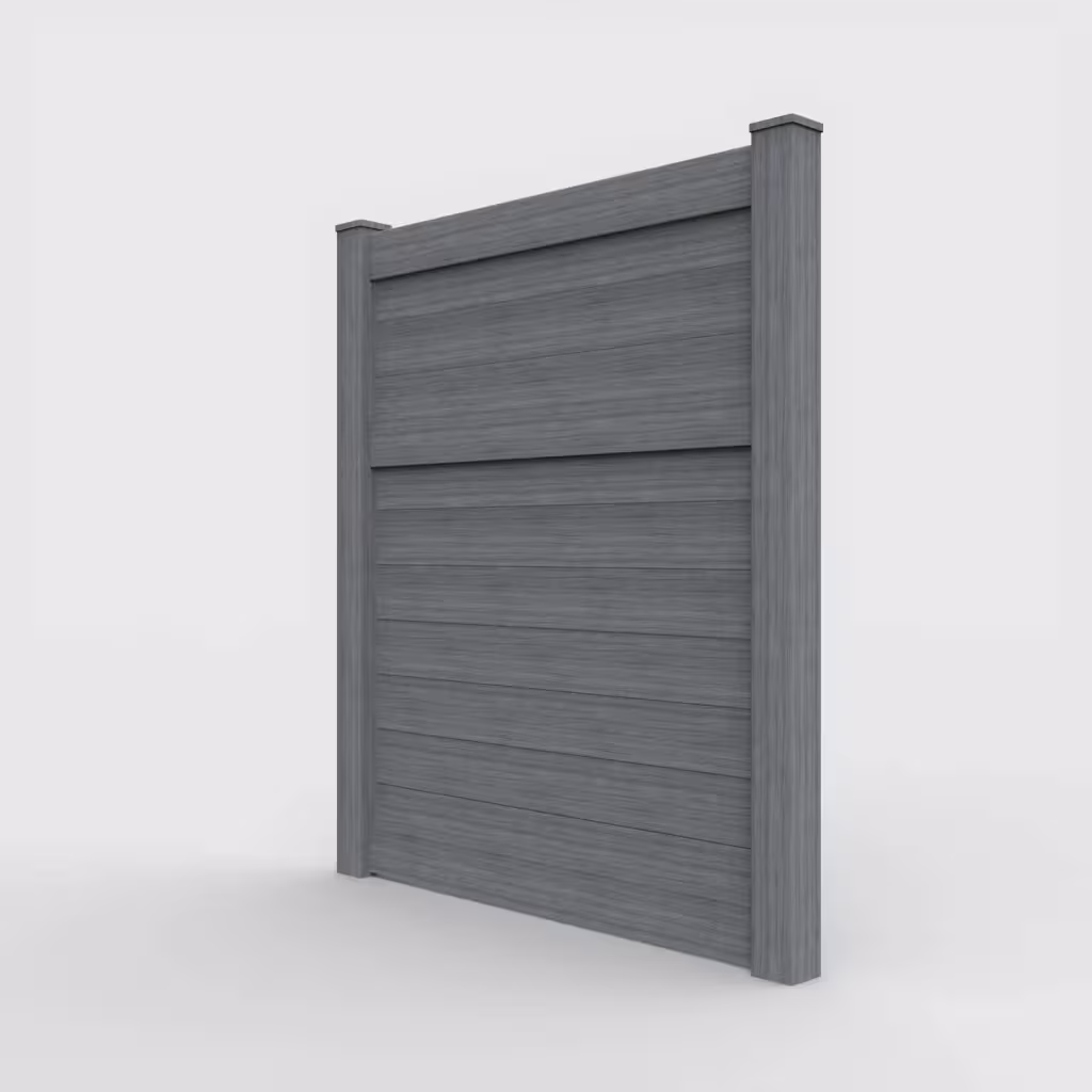 Arctic blend horizontal privacy 7 ft fence, left-side view