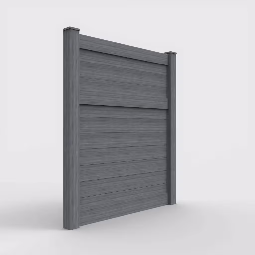 Arctic blend horizontal privacy 7 ft fence, right-side view