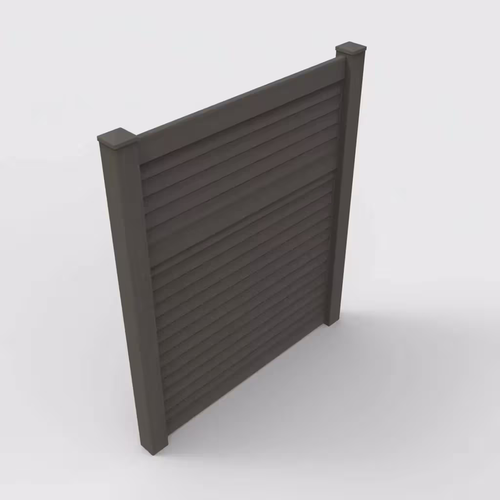 D. walnut horizontal privacy 7 ft fence, isometric view