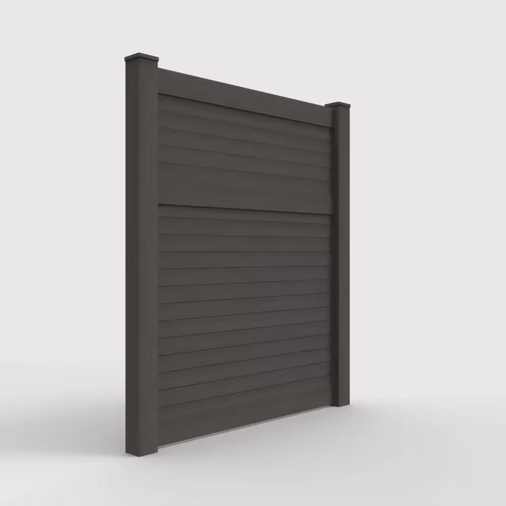 D. walnut horizontal privacy 7 ft fence, right-side view