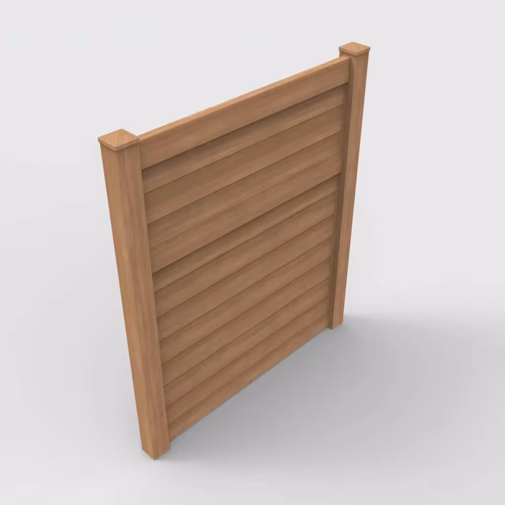 Sierra blend horizontal privacy 7 ft fence, isometric view