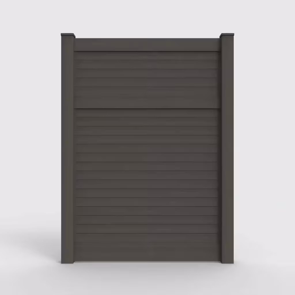 D. walnut horizontal privacy 8 ft fence, front view