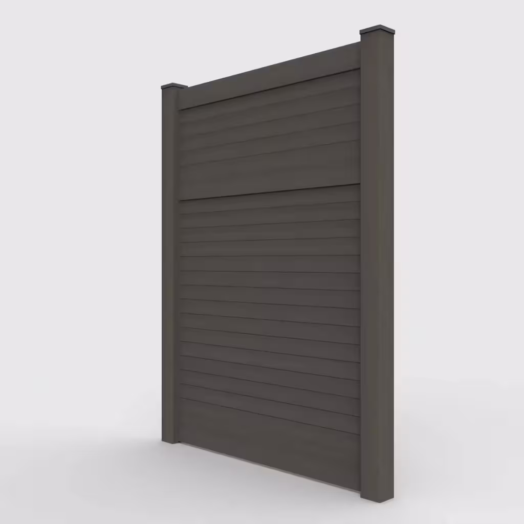 D. walnut horizontal privacy 8 ft fence, left-side view