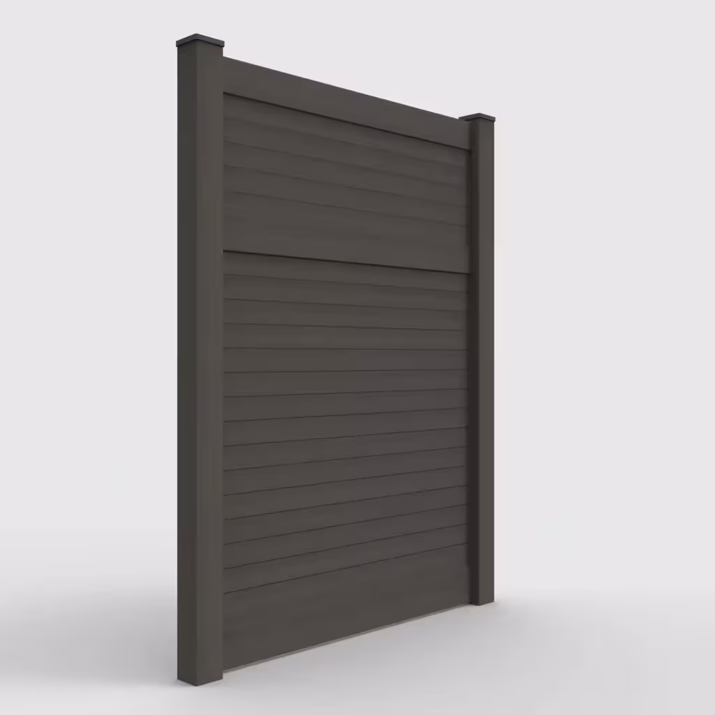 D. walnut horizontal privacy 8 ft fence, right-side view