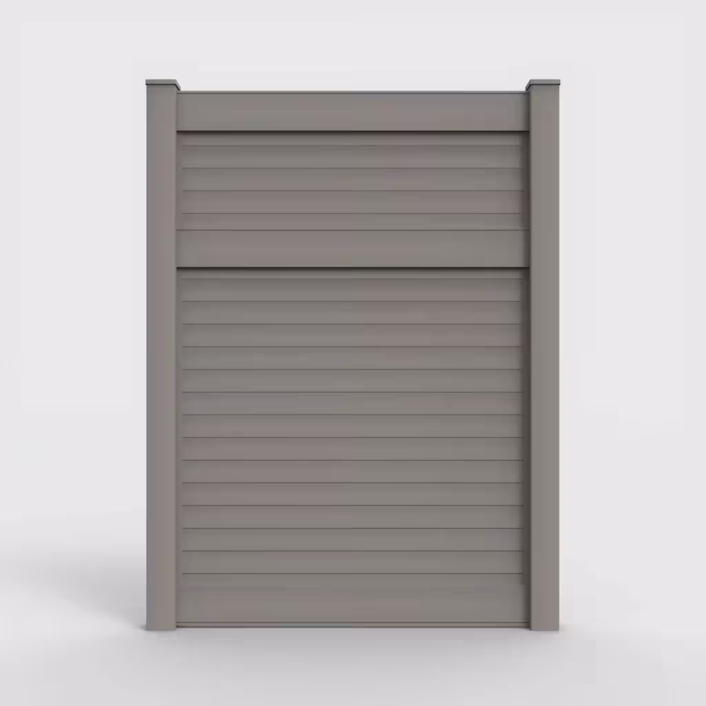 Gray horizontal privacy 8 ft fence, front view