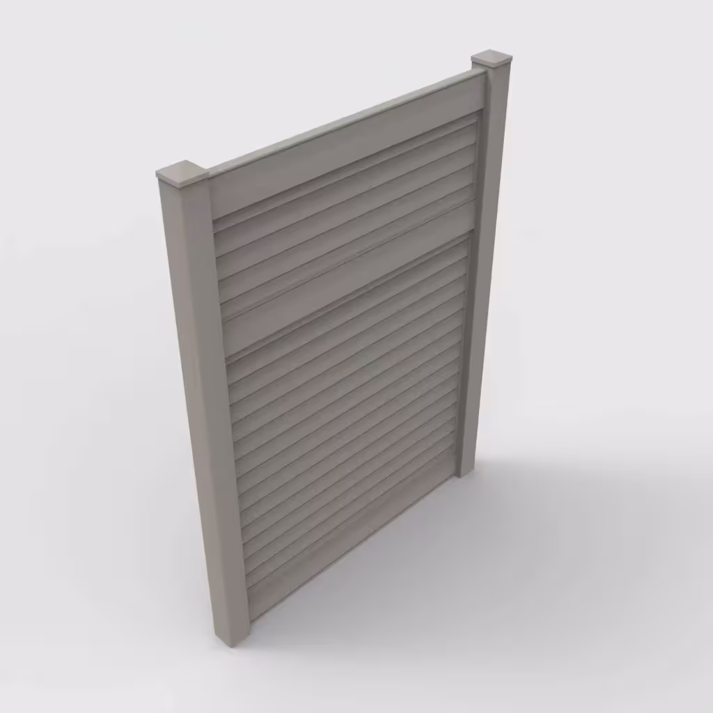 Gray horizontal privacy 8 ft fence, isometric view