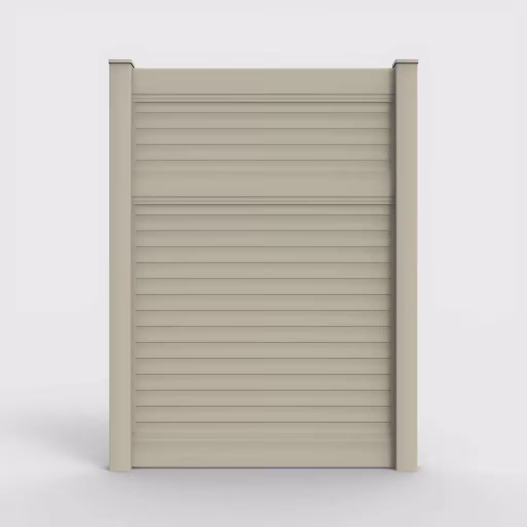 Tan horizontal privacy 8 ft fence, front view