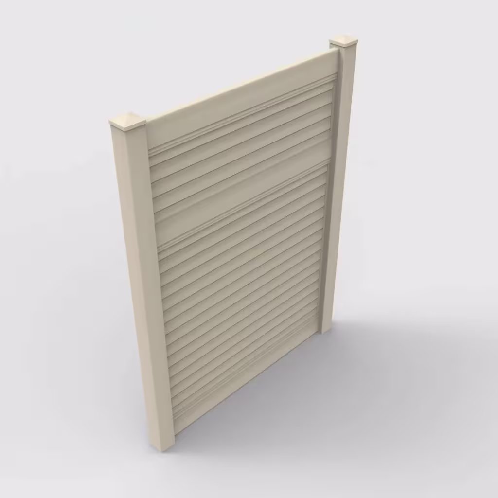Tan horizontal privacy 8 ft fence, isometric view