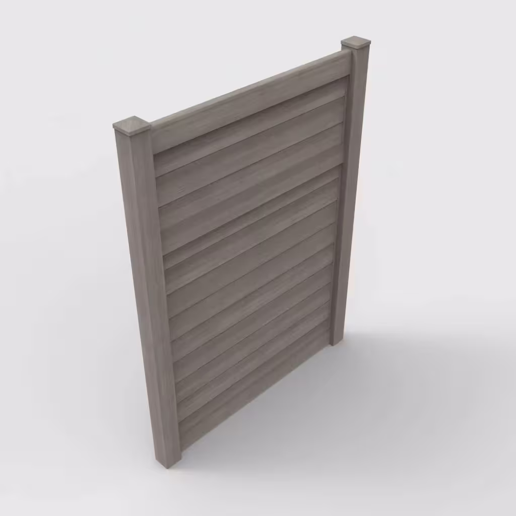 Weathered blend horizontal privacy 8 ft fence, isometric view