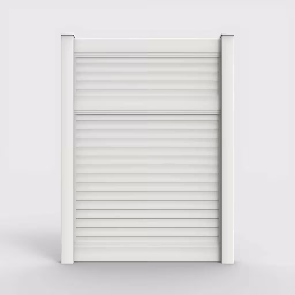 White horizontal privacy 8 ft fence, front view