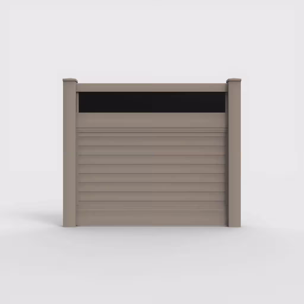Clay horizontal privacy with acrylic top 5 ft fence, front view