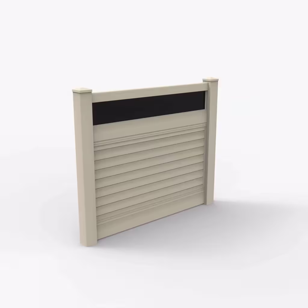 Tan horizontal privacy with acrylic top 5 ft fence, main view