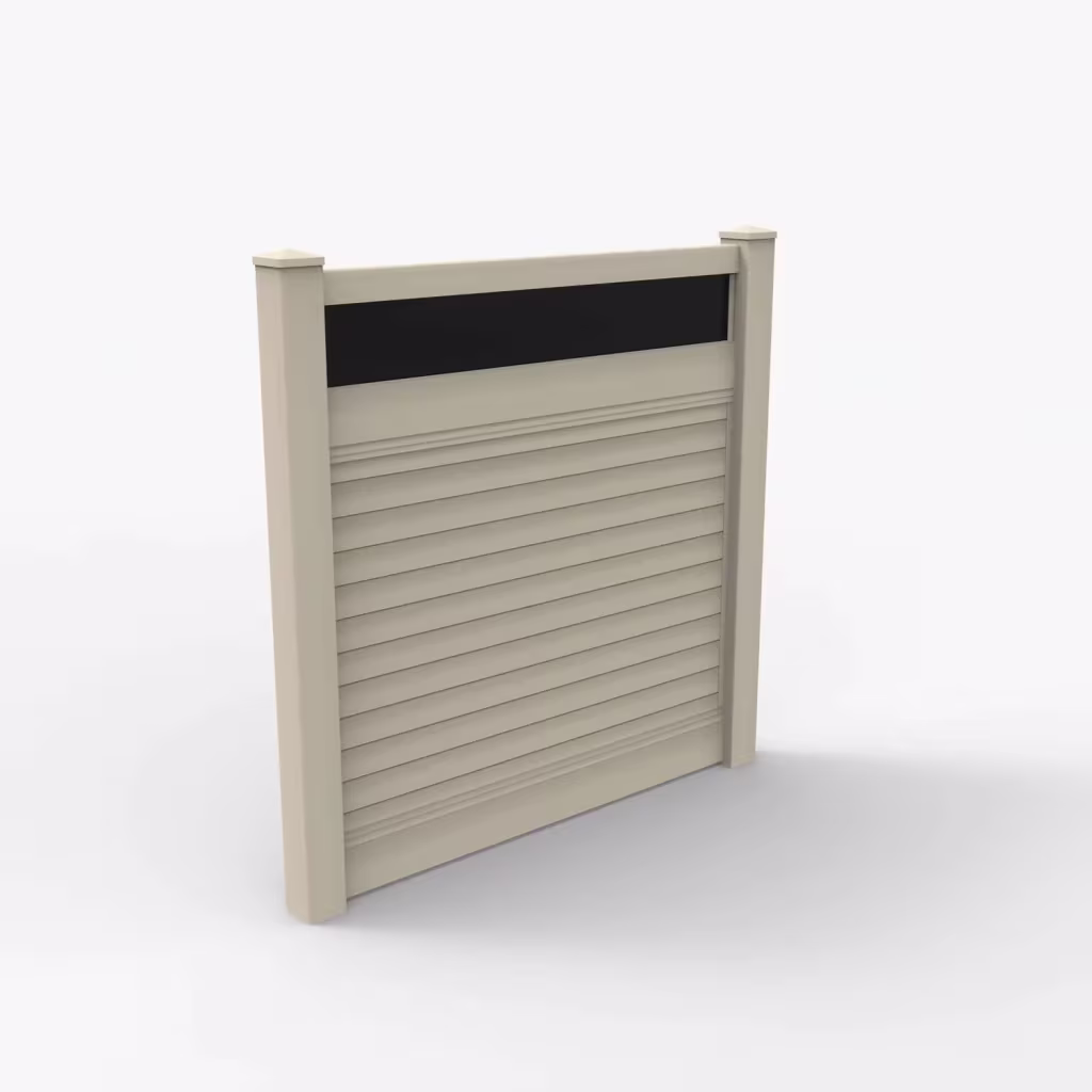 Tan horizontal privacy with acrylic top 6 ft fence, main view
