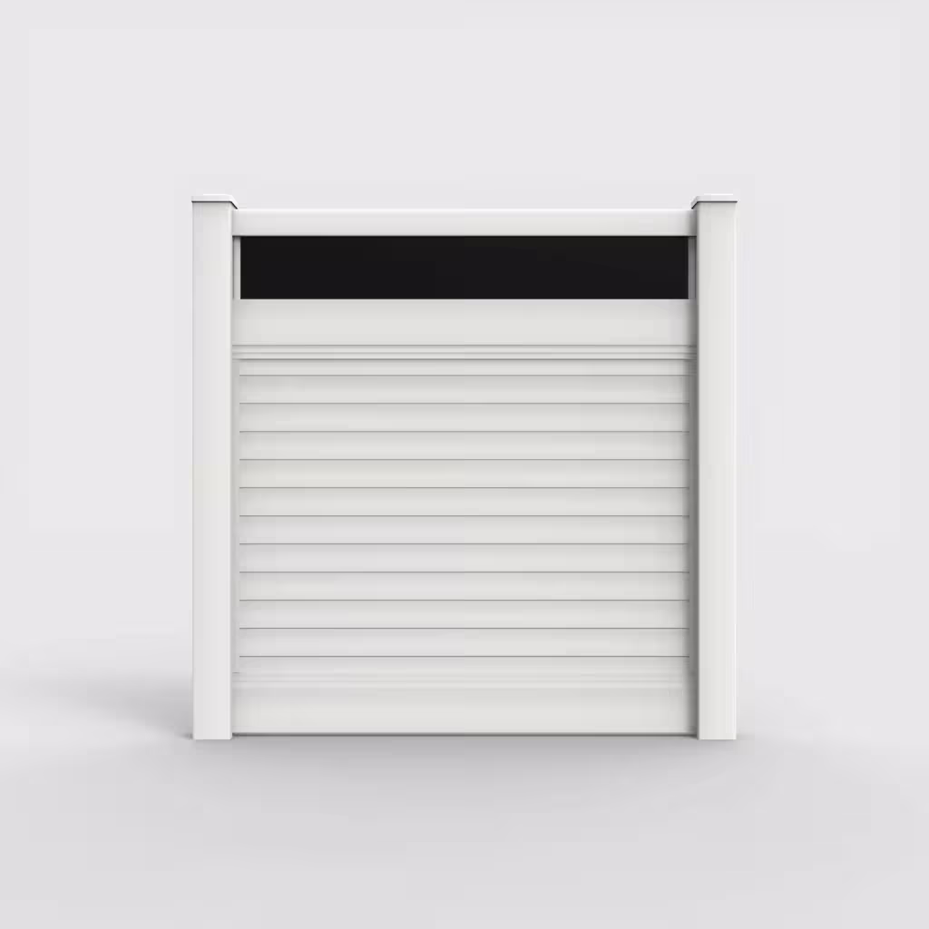 White horizontal privacy with acrylic top 6 ft fence, front view
