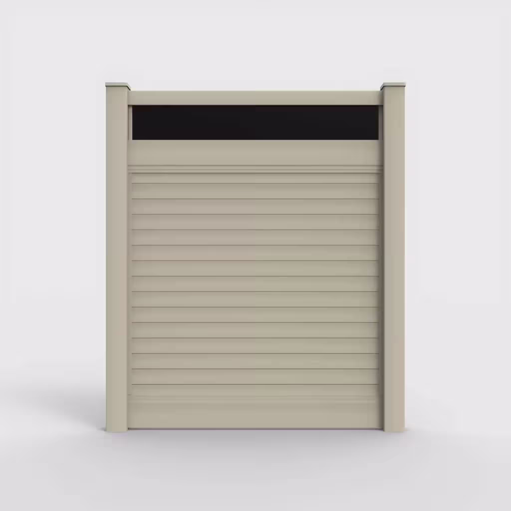 Tan horizontal privacy with acrylic top 7 ft fence, front view