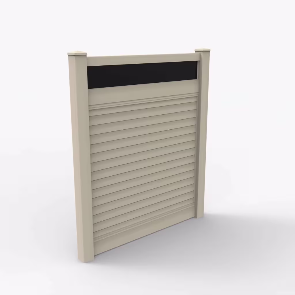Tan horizontal privacy with acrylic top 7 ft fence, main view