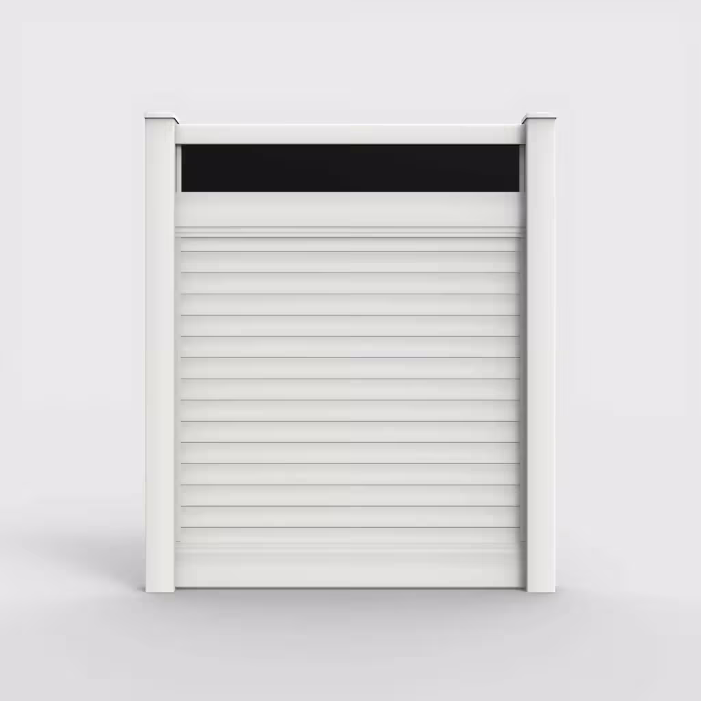 White horizontal privacy with acrylic top 7 ft fence, front view