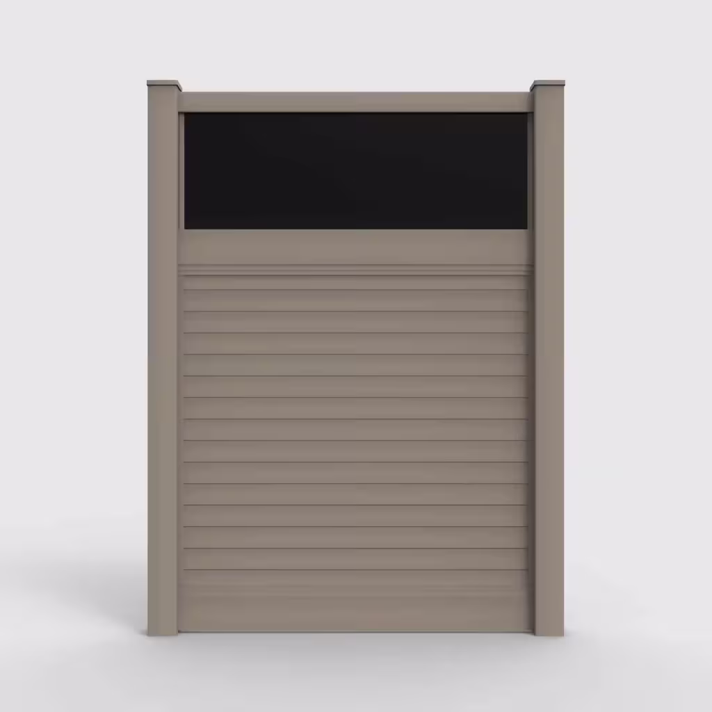 Clay horizontal privacy with acrylic top 8 ft fence, front view